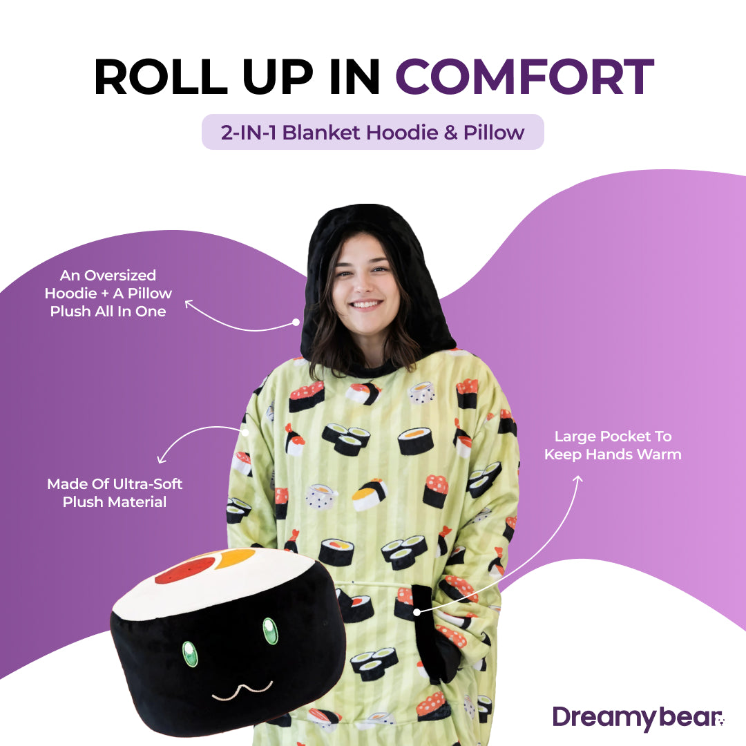 Snuggable Blanket Hoodie - Sushi
