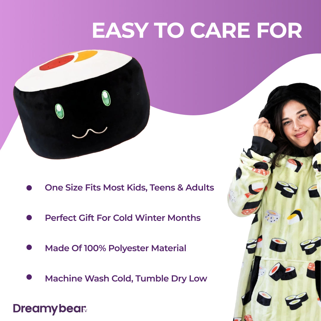 Snuggable Blanket Hoodie - Sushi